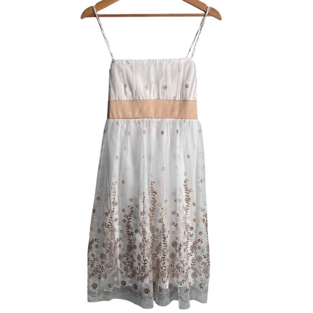 Vintage Y2K Taboo Women Glitter Floral Mesh Dress Size L Fairy Grunge Whimsigoth
